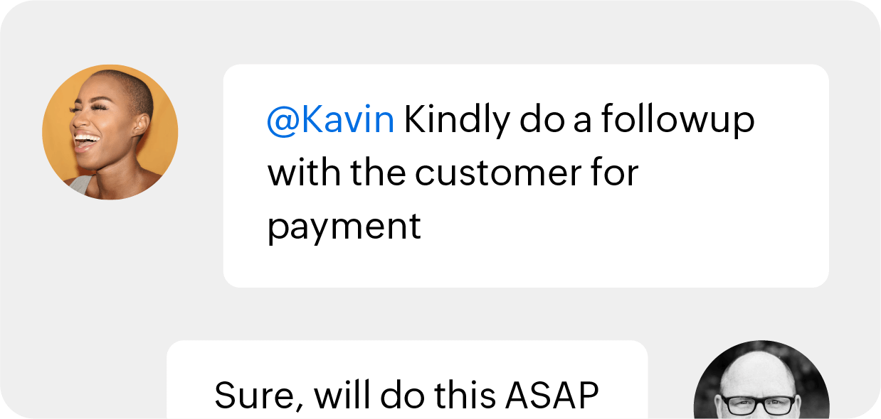 Chat feature in  that allows collaboration with team members, accountants and customers